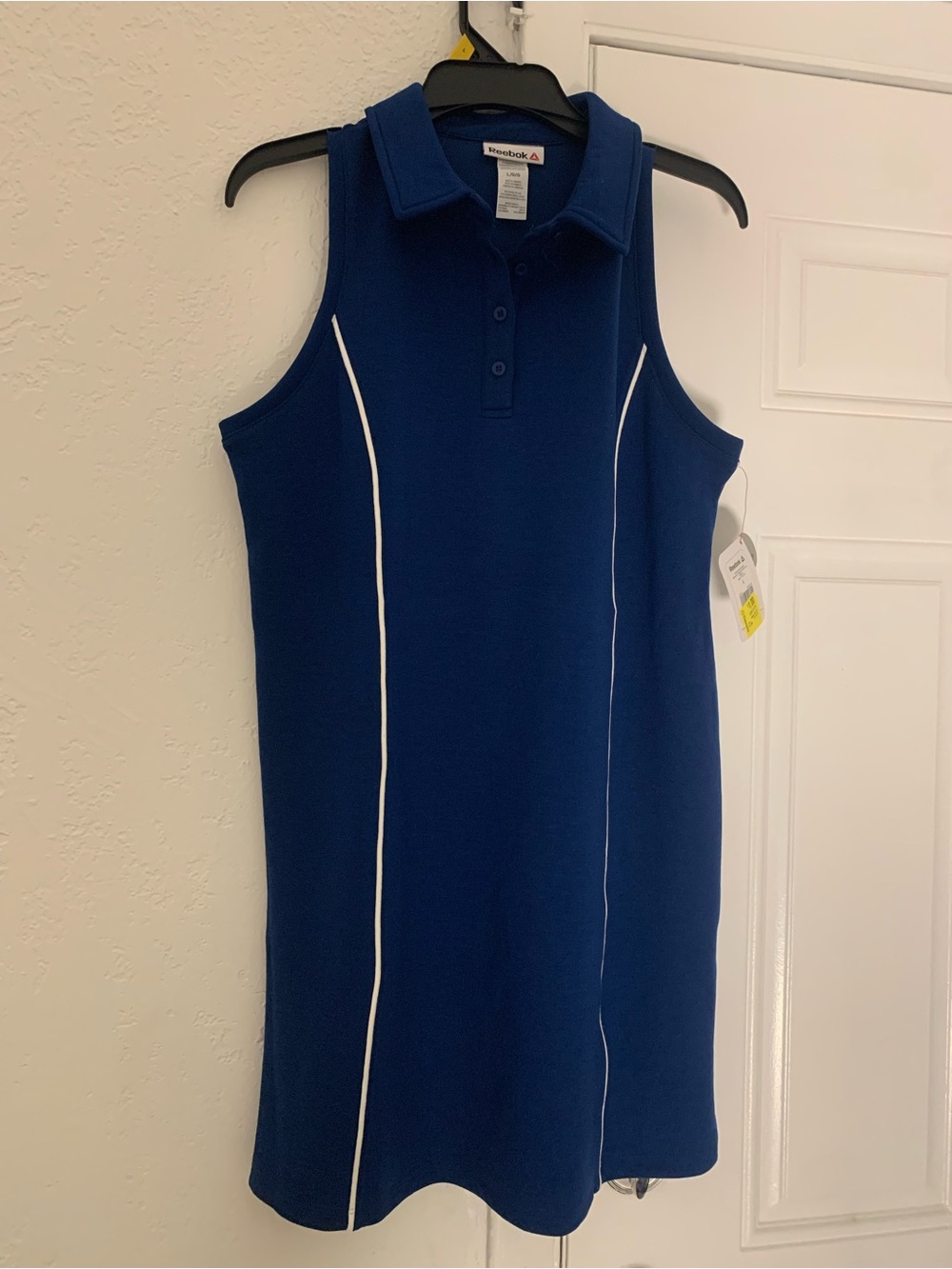 Reebok Women's Navy Sleeveless Polo Dress with White Piping